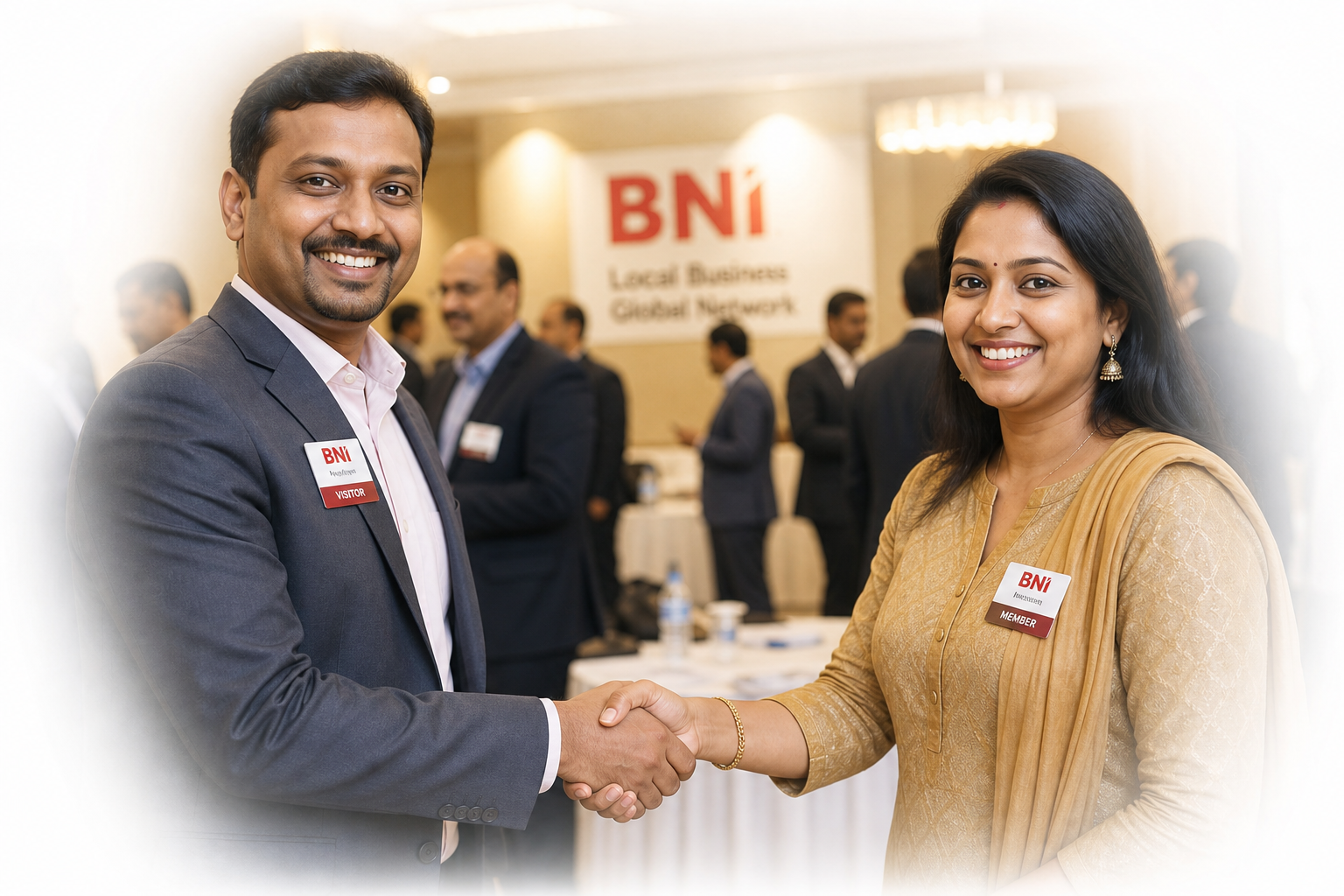 Indian professionals connecting at a BNI-style weekly networking meeting